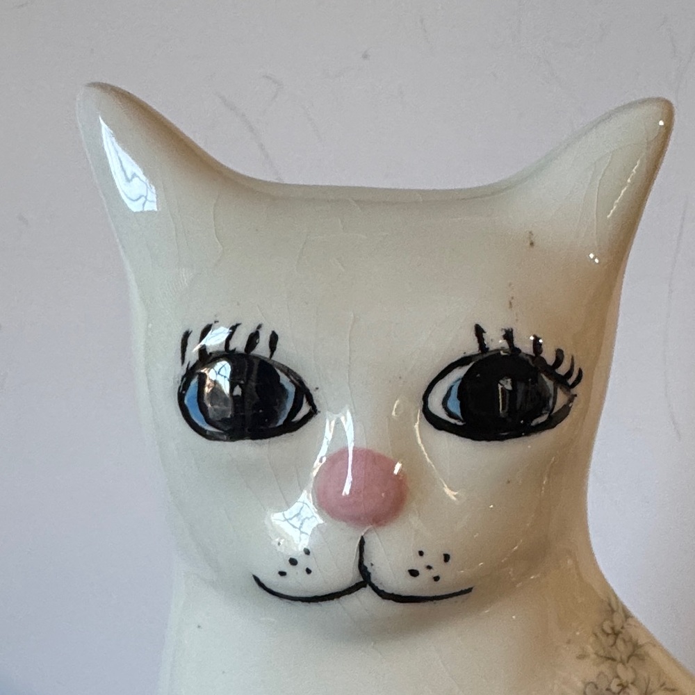 Rare vintage 1986 floral ceramic friendship cat figurine - Picture 5 of 12